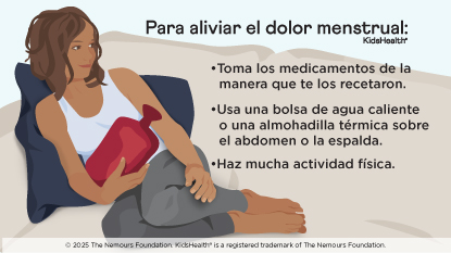 Una niña con una bolsa de agua caliente.